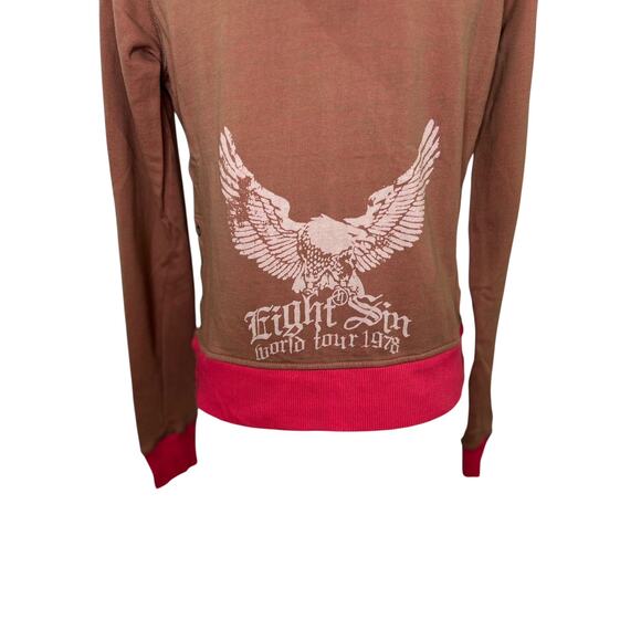 Eight Sin World Tour 1978 Rose Pink Double Zip Hooded Sweatshirt NWT Italy - Picture 6 of 10